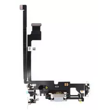 Нижний шлейф iPhone 12 Pro Max и порт зарядки с микрофоном Silver