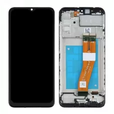 Дисплей Samsung A025F Black А02s 2021 (GH81-18456A) сервисный оригинал в сборе с рамкой (160,5 х 72 mm)