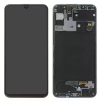 Дисплей Samsung A307 Black А30s 2019 (GH82-21190A) сервісний оригінал в зборі з рамкою