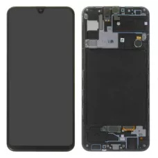 Дисплей Samsung A307 Black А30s 2019 (GH82-21190A) сервисный оригинал в сборе с рамкой