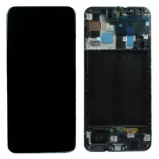 Дисплей Samsung A505 Black А50 2019 (GH82-19204A) сервисный оригинал в сборе с рамкой