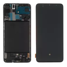 Дисплей Samsung A705 Black А70 2019 (GH82-19747A) сервисный оригинал в сборе с рамкой