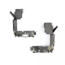Нижний шлейф iPhone 15 Pro и порт зарядки с микрофоном White