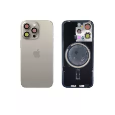 Задняя крышка iPhone 15 Pro Natural Titanium с фиксатором и стеклом камеры