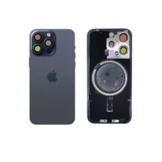 Задняя крышка iPhone 15 Pro Max Blue Titanium с фиксатором и стеклом камеры