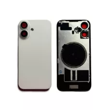 Задняя крышка iPhone 16 White с фиксатором и стеклом камеры