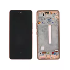 Дисплей Samsung A536 Galaxy A53 5G черный, Amoled, оригинал, сервисная упаковка, с рамкой золотистого цвета, Peach, GH82-28024D